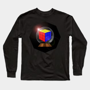 Rubik's Cube in a Snow Globe with Lens Flare Long Sleeve T-Shirt